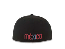 Load image into Gallery viewer, Mexico New Era WBC World Baseball Classic 59FIFTY 5950 Fitted Cap Hat Black Crown/Visor Sky Blue/Magenta Logo Magenta UV