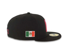 Load image into Gallery viewer, Mexico New Era WBC World Baseball Classic 59FIFTY 5950 Fitted Cap Hat Black Crown/Visor Sky Blue/Magenta Logo Magenta UV