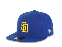 Load image into Gallery viewer, San Diego Padres New Era MLB 59FIFTY 5950 Fitted Cap Hat Royal Blue Crown/Visor Yellow Logo 1984 World Series Side Patch Yellow UV