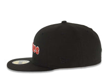 Load image into Gallery viewer, San Diego Padres New Era MLB 59FIFTY 5950 Fitted Cap Hat Black Crown/Visor Metallic Red/White Script Logo Petco Park Side Patch Aqua UV