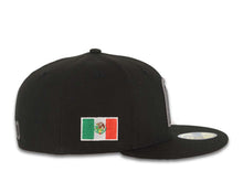 Load image into Gallery viewer, Mexico New Era 59FIFTY 5950 Fitted Cap Hat Black Crown/Visor Black/Dark Gray Logo Mexico Flag Side Patch Dark Gray UV