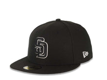 Load image into Gallery viewer, San Diego Padres New Era MLB 59FIFTY 5950 Fitted Cap Hat Black Crown/Visor Black/White Logo 40th Anniversary Side Patch Gray UV