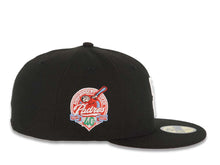 Load image into Gallery viewer, San Diego Padres New Era MLB 59FIFTY 5950 Fitted Cap Hat Black Crown/Visor White Logo With Rose 40th Anniversary Side Patch