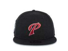 Load image into Gallery viewer, San Diego Padres New Era MLB 9FIFTY 950 Snapback Cap Hat Black Crown/Visor Metallic Red/White "P" Script Logo 40th Anniversary Side Patch Gray UV