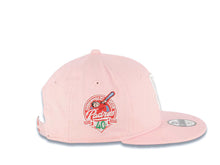 Load image into Gallery viewer, (Youth) San Diego Padres New Era MLB 9FIFTY 950 Kid Snapback Cap Hat Pink Crown/Visor White Logo With Rose 40th Anniversary Side Patch Sky Blue UV