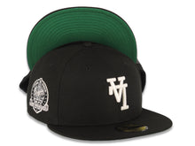 Load image into Gallery viewer, Los Angeles Dodgers New Era MLB 59FIFTY 5950 Fitted Cap Hat Black Crown/Visor White Upside Down Logo 60th Anniversary Side Patch Green UV