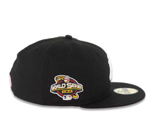 Load image into Gallery viewer, New York Yankees New Era MLB 59FIFTY 5950 Fitted Cap Hat Black Crown/Visor White Logo With Rose 2001 World Series Side Patch Red UV