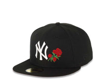 Load image into Gallery viewer, New York Yankees New Era MLB 59FIFTY 5950 Fitted Cap Hat Black Crown/Visor White Logo With Roses 1996 World Series Side Patch Red UV