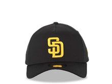 Load image into Gallery viewer, San Diego Padres New Era MLB 9FORTY 940 Adjustable A-Frame Cap Hat Closure Black Crown/Visor Yellow Logo Black UV