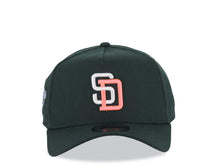 Load image into Gallery viewer, San Diego Padres New Era MLB 9FORTY 940 Adjustable A-Frame Cap Hat Dark Green Crown/Visor White/Pink Logo 1998 World Series Side Patch Pink UV