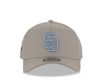 Load image into Gallery viewer, San Diego Padres New Era MLB 9FORTY 940 Adjustable A-Frame Cap Hat Gray Crown/Visor Sky Blue Logo 40th Anniversary Side Patch Sky Blue UV