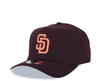 Load image into Gallery viewer, San Diego Padres New Era MLB 9FORTY 940 Adjustable A-Frame Cap Hat Maroon Crown/Visor Orange Logo 50th Anniversary Side Patch Peach UV