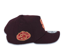 Load image into Gallery viewer, San Diego Padres New Era MLB 9FORTY 940 Adjustable A-Frame Cap Hat Maroon Crown/Visor Orange Logo 50th Anniversary Side Patch Peach UV