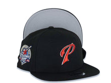 Load image into Gallery viewer, (Youth) San Diego Padres New Era MLB 9FIFTY 950 Kid Snapback Cap Hat Black Crown/Visor Metallic Red/White Logo 40th Anniversary Side Patch Gray UV