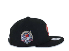 Load image into Gallery viewer, (Youth) San Diego Padres New Era MLB 9FIFTY 950 Kid Snapback Cap Hat Black Crown/Visor Metallic Red/White Logo 40th Anniversary Side Patch Gray UV