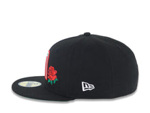 Load image into Gallery viewer, Mexico New Era 59FIFTY 5950 Fitted Cap Hat Black Crown/Visor White/Red/Greed Logo with Rose Mexico Flag Side Patch Green UV