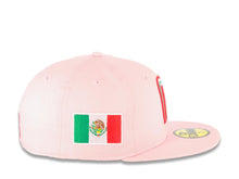 Load image into Gallery viewer, Mexico New Era 59FIFTY 5950 Fitted Cap Hat Pink Crown/Visor White/Red/Green Logo with Rose Mexico Flag Side Patch Gray UV
