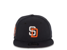Load image into Gallery viewer, (Youth) San Diego Padres New Era MLB 9FIFTY 950 Kid Snapback Cap Hat Navy Blue Crown/Visor White/Orange Logo 25th Anniversary Side Patch