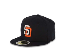 Load image into Gallery viewer, (Youth)San Diego Padres New Era MLB 59FIFTY 5950 Kid Fitted Cap Hat Navy Blue Crown/Visor White/Orange Logo 40th Anniversary Side Patch Gray UV