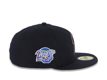 Load image into Gallery viewer, San Diego Padres New Era MLB 59FIFTY 5950 Fitted Cap Hat Navy Blue Crown/Visor Navy Blue/Glow White/Orange Logo 1998 World Series Side Patch Gray UV