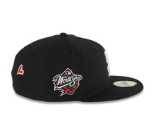 Load image into Gallery viewer, San Diego Padres New Era MLB 59FIFTY 5950 Fitted Cap Hat Black Crown/Visor White Logo Red Roses 1998 World Series Side Patch Red UV