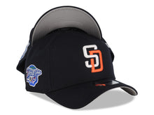Load image into Gallery viewer, San Diego Padres New Era MLB 9FORTY 940 Adjustable A-Frame Cap Hat Navy Blue Crown/Visor White/Orange Logo 1998 World Series Side Patch