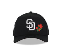 Load image into Gallery viewer, San Diego Padres New Era MLB 9FORTY 940 Adjustable A-Frame Cap Hat Black Crown/Visor White Logo With Rose 1998 World Series Side Patch Red UV