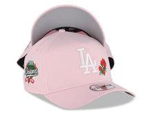 Load image into Gallery viewer, Los Angeles Dodgers New Era MLB 9FORTY 940 Adjustable A-Frame Cap Hat Pink Crown/Visor White Logo Red Roses 100th Anniversary Side Patch