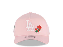 Load image into Gallery viewer, Los Angeles Dodgers New Era MLB 9FORTY 940 Adjustable A-Frame Cap Hat Pink Crown/Visor White Logo Red Roses 100th Anniversary Side Patch