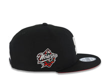 Load image into Gallery viewer, San Diego Padres New Era MLB 9FIFTY 950 Snapback Cap Hat Black Crown/Visor White Logo With Rose 1998 World Series Side Patch Red UV