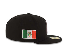 Load image into Gallery viewer, Mexico New Era WBC World Baseball Classic 59FIFTY 5950 Fitted Cap Hat Black Crown/Visor Black/Dark Gray Logo Mexico Flag Dark Gray UV