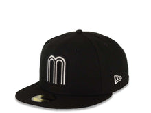Load image into Gallery viewer, Mexico New Era WBC World Baseball Classic 59FIFTY 5950 Fitted Cap Hat Black Crown/Visor White/Black Logo Mexico Side Patch Gray UV