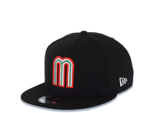 Load image into Gallery viewer, Mexico New Era WBC World Baseball Classic 9FIFTY 950 Snapback Cap Hat Black Crown/Visor Team Color Logo Mexico Flag Side Patch Green UV