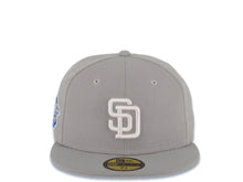 Load image into Gallery viewer, San Diego Padres New Era MLB 59FIFTY 5950 Fitted Cap Hat Gray Crown/Visor White Logo 1998 World Series Side Patch Cream UV