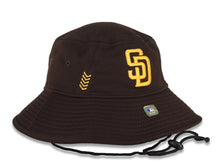 Load image into Gallery viewer, San Diego Padres New Era MLB Bucket Cap Hat Brown Crown/Visor Yellow Logo (2024 Spring Traning)
