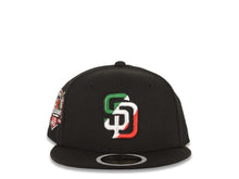 Load image into Gallery viewer, (Youth) San Diego Padres New Era MLB 59FIFTY 5950 Kid Fitted Cap Hat Black Crown/Visor Green/White/Red Logo 40th Anniversary Side Patch Gray UV