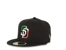 Load image into Gallery viewer, (Youth) San Diego Padres New Era MLB 59FIFTY 5950 Kid Fitted Cap Hat Black Crown/Visor Green/White/Red Logo 40th Anniversary Side Patch Gray UV
