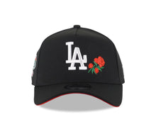 Load image into Gallery viewer, Los Angeles Dodgers New Era MLB 9FORTY 940 Adjustable A-Frame Snapback Cap Hat Black Crown/Visor White Logo With Rose 100th Anniversary Patch Red UV
