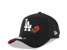 Load image into Gallery viewer, Los Angeles Dodgers New Era MLB 9FORTY 940 Adjustable A-Frame Snapback Cap Hat Black Crown/Visor White Logo With Rose 100th Anniversary Patch Red UV