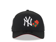 Load image into Gallery viewer, New York Yankees New Era MLB 9FORTY 940 Adjustable A-Frame Snapback Cap Hat Black Crown/Visor White Logo with Rose 1999 World Series Side Patch Red UV