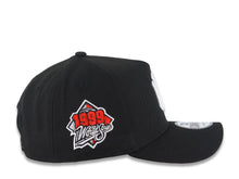 Load image into Gallery viewer, New York Yankees New Era MLB 9FORTY 940 Adjustable A-Frame Snapback Cap Hat Black Crown/Visor White Logo with Rose 1999 World Series Side Patch Red UV