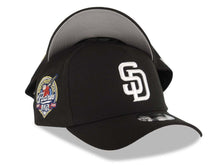 Load image into Gallery viewer, San Diego Padres New Era MLB 9FORTY 940 Adjustable A-Frame Cap Hat Black Crown/Visor White Logo 40th Anniversary Side Patch Gray UV
