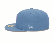 Load image into Gallery viewer, (Youth) San Diego Padres New Era MLB 59FIFTY 5950 Kid Fitted Cap Hat Sky Blue Crown/Visor Pink/White Logo 1998 World Series Side Patch (Color Pack)