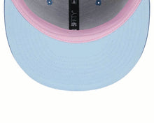 Load image into Gallery viewer, (Youth) San Diego Padres New Era MLB 59FIFTY 5950 Kid Fitted Cap Hat Sky Blue Crown/Visor Pink/White Logo 1998 World Series Side Patch (Color Pack)
