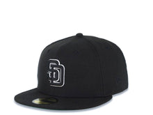 Load image into Gallery viewer, San Diego Padres New Era MLB 59FIFTY 5950 Fitted Cap Hat Black Crown/Visor Black/White Logo Batterman Batty Side Patch Green UV
