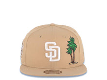 Load image into Gallery viewer, San Diego Padres New Era MLB 9FIFTY 950 Snapback Cap Hat Khaki Crown/Visor White Logo With Palm Tree 25th Anniversary Side Patch Gray UV