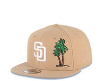 Load image into Gallery viewer, San Diego Padres New Era MLB 9FIFTY 950 Snapback Cap Hat Khaki Crown/Visor White Logo With Palm Tree 25th Anniversary Side Patch Gray UV