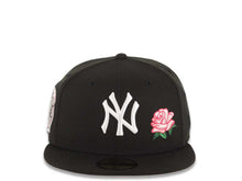 Load image into Gallery viewer, New York Yankees New Era MLB 59FIFTY 5950 Fitted Cap Hat Black Crown/Visor White Logo With Pink Rose 60th Anniversary Side Patch Pink UV