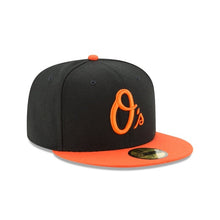 Load image into Gallery viewer, Baltimore Orioles New Era MLB 59FIFTY 5950 Fitted Cap Hat Black Crown Orange Visor Orange Logo