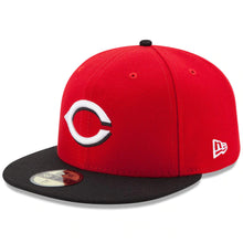 Load image into Gallery viewer, Cincinnati Reds New Era 59FIFTY 5950 Fitted Cap Hat Red Crown Black Visor White Logo